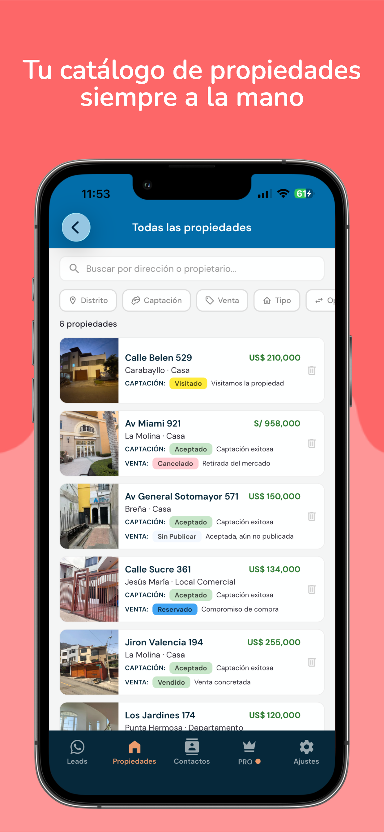 Tu catálogo de propiedades siempre a la mano